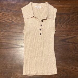 madewell the owen sweater polo tank top in cream